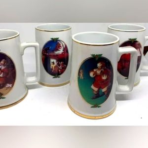 Set of 4 Christmas Coca-Cola Collectible Coffee Mugs 1996 Vintage